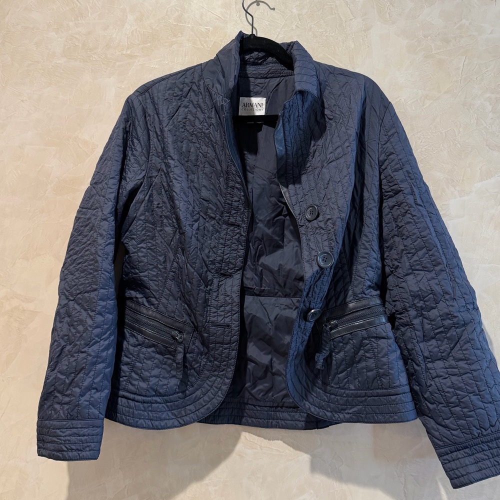 Armani Collezioni Quilted Navy Jacket Sz 8 - Picture 1 of 5